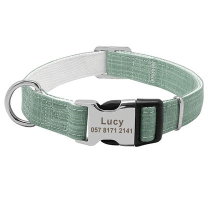 Custom dog collar with engraved tag in various colours and sizes
