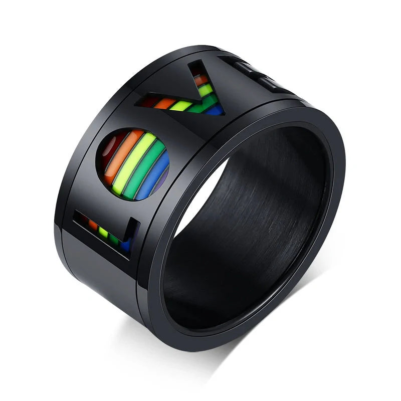 Cycolinks Pride Rainbow Unisex Titanium Steel Ring in various colours