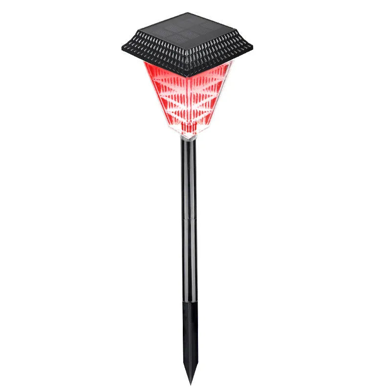 Solar-powered outdoor garden light with LED array, shown in green colour option, suitable for pathways and patios.