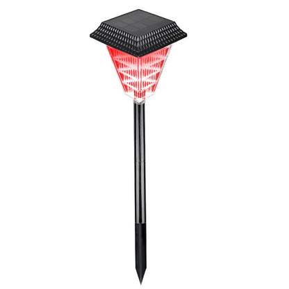Solar-powered outdoor garden light with LED array, shown in green colour option, suitable for pathways and patios.