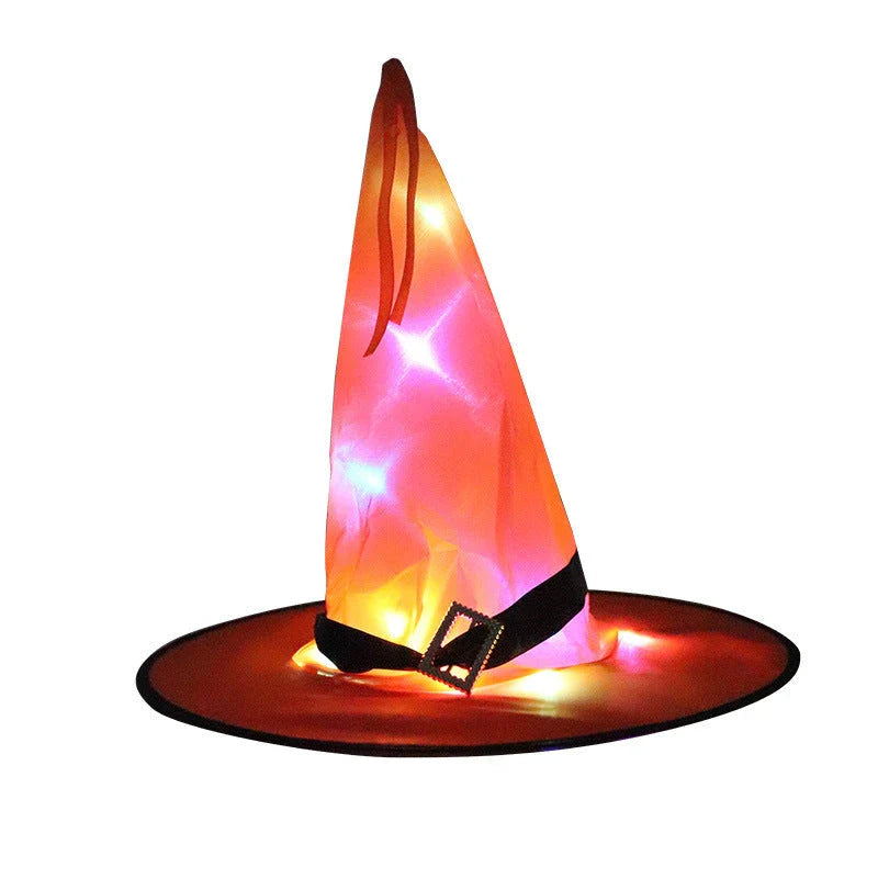 Glowing Halloween Witch Hat with LED Lights - Fun Costume Accessory for Kids' Parties