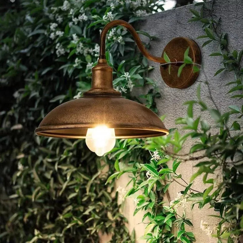 Retro style villa courtyard wall lamp in silver or copper finish with adjustable installation angles