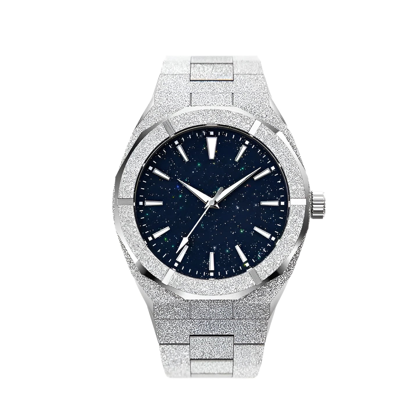 Stainless steel men's waterproof business watch with gold-plated case and 42mm dial