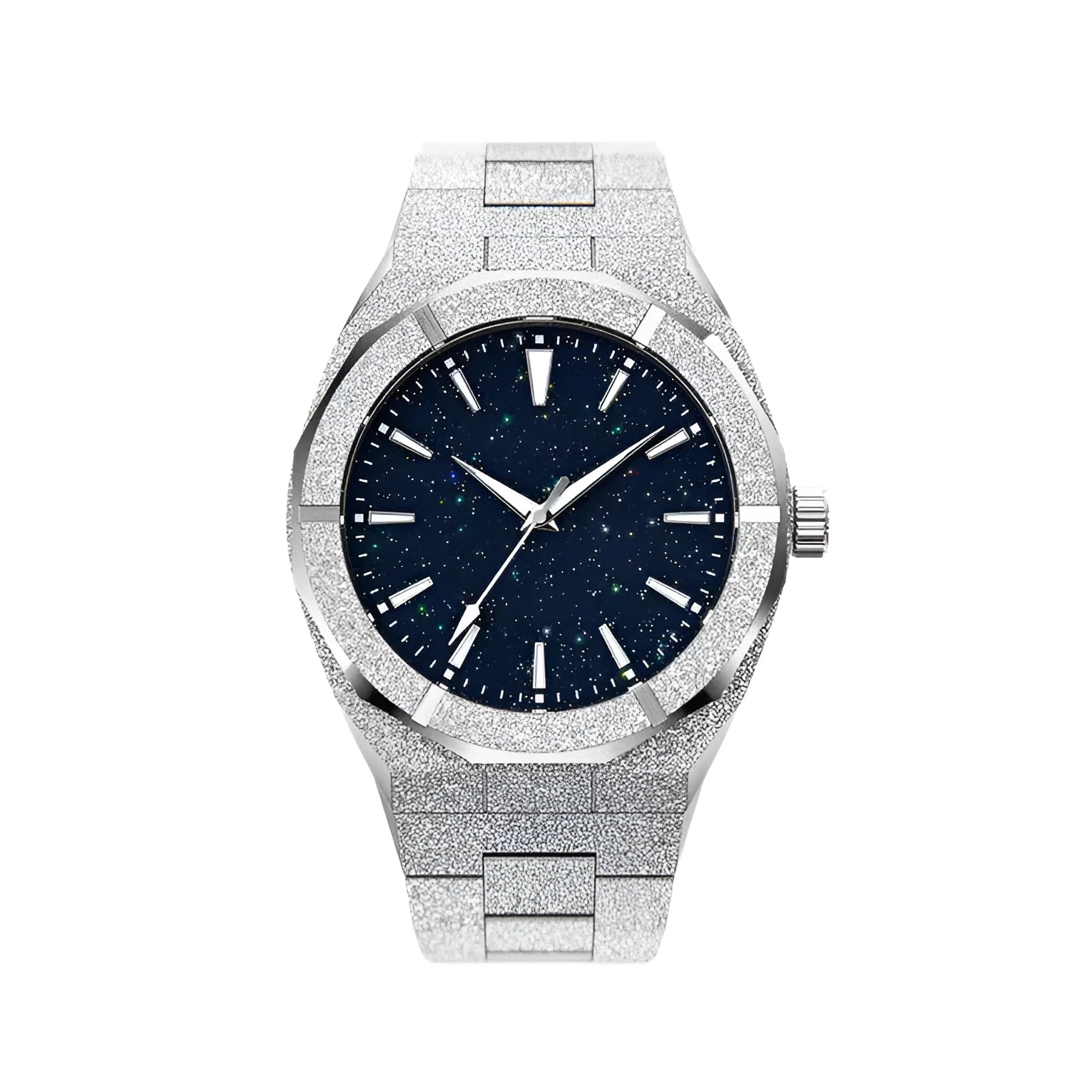 Stainless steel men's waterproof business watch with gold-plated case and 42mm dial