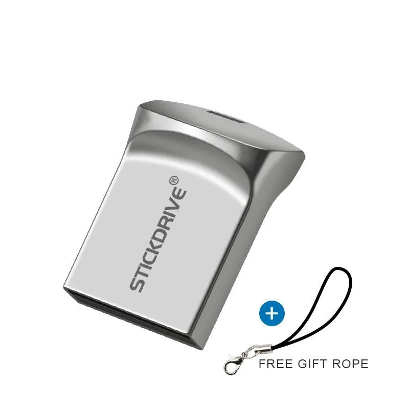 Metal USB flash drive with chain necklace in black or silver colours