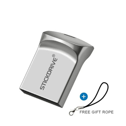 Metal USB flash drive with chain necklace in black or silver colours