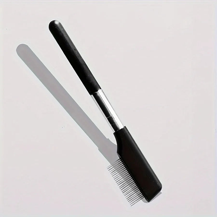 Black dual-head pet grooming brush with soft bristles and a comb for dogs and cats