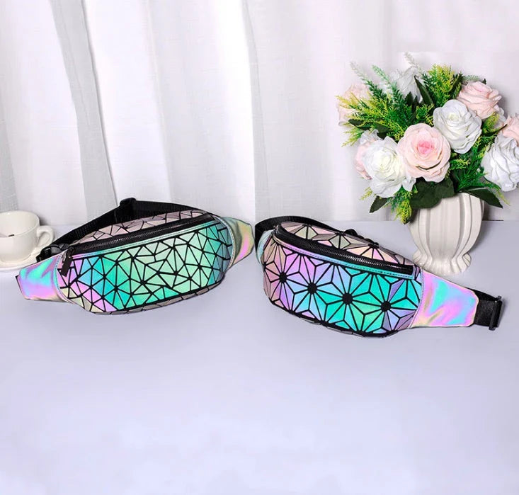 Stylish fanny pack with geometric design, available in multiple colors for hands-free, fashionable carry