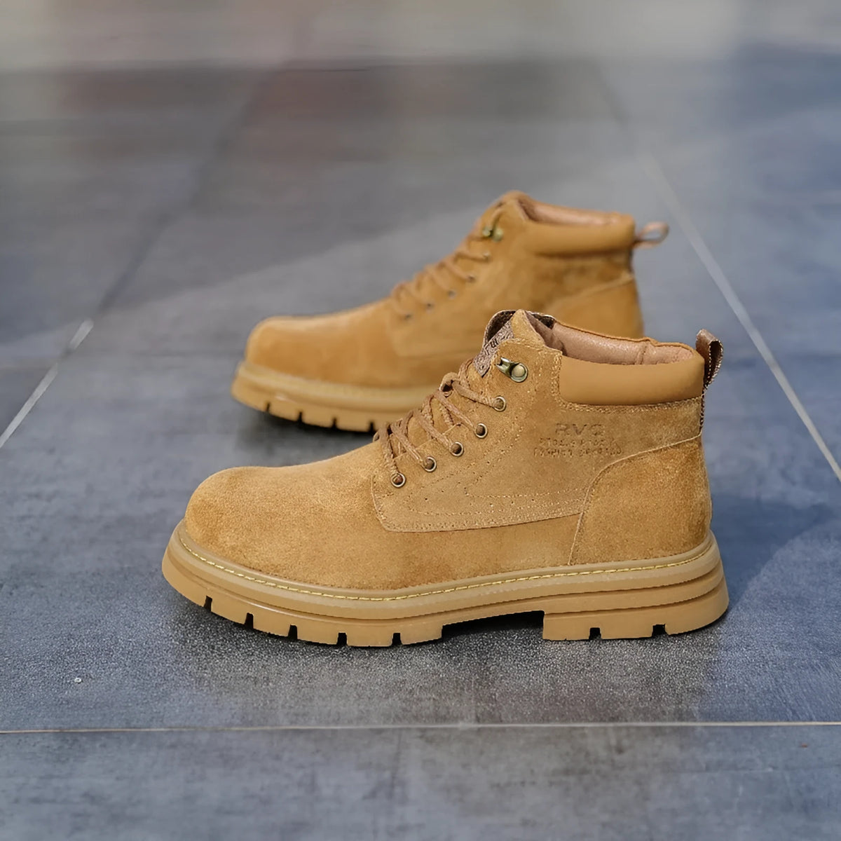 Men's retro British style shoes with pigskin lining and rubber sole, yellow or brown, sizes 39-49