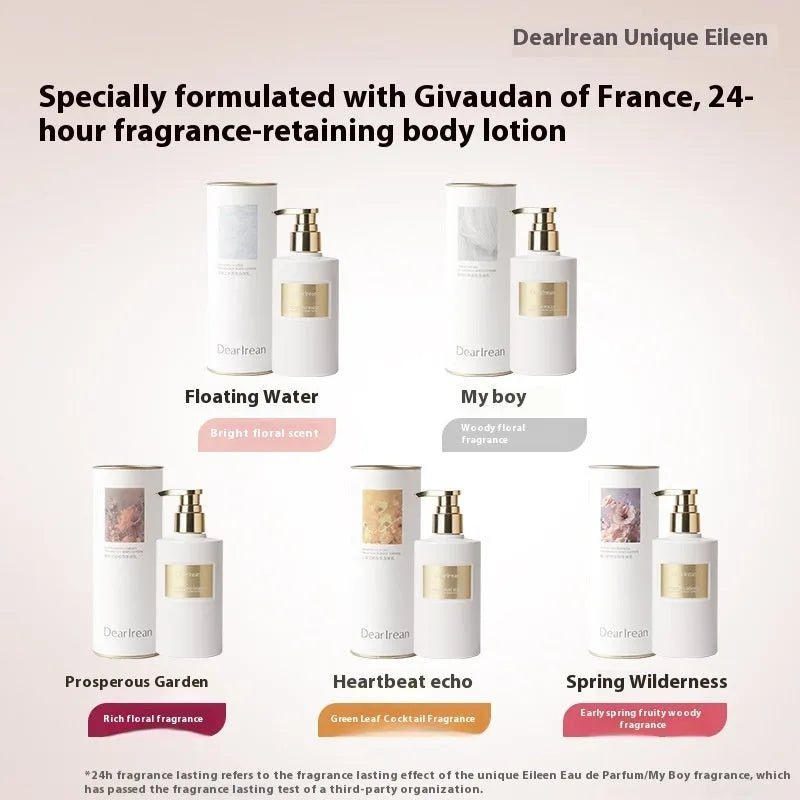 White 250ml body lotion bottle gift set with five fragrance options for dry skin.
