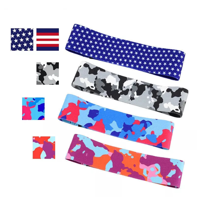 Anti-slip yoga camouflage resistance band for hip and leg training