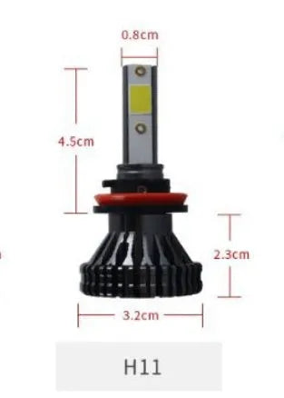 Car LED headlight bulb, 40W 3800lm 6000K, 9V-30V, custom COB lamp beads, single lamp
