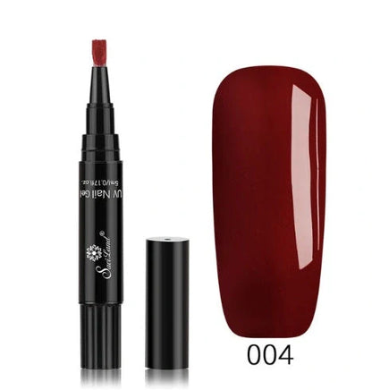 3-in-1 Gel Nail Varnish Pen with Glitter for One-Step Nail Art