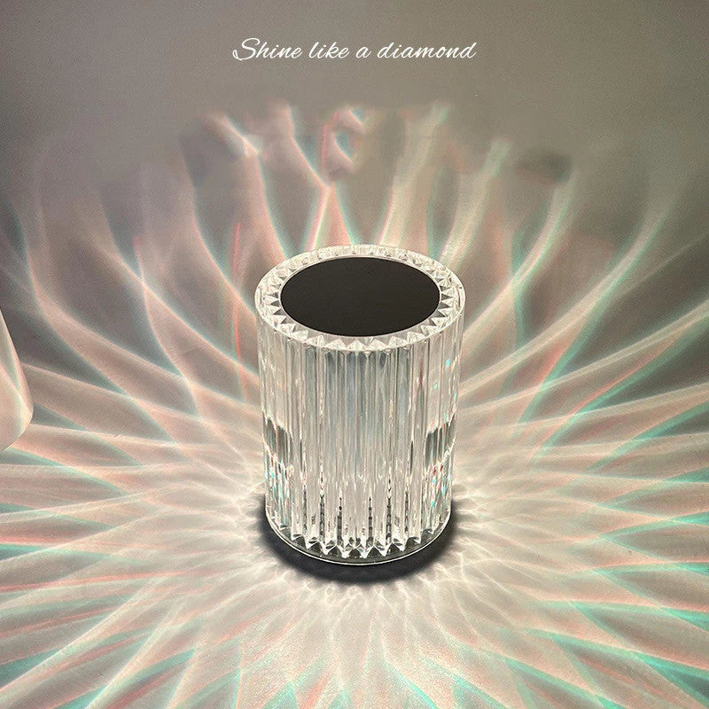 Stylish LED desk lamp with faux crystal design and customizable RGB lighting for home decor