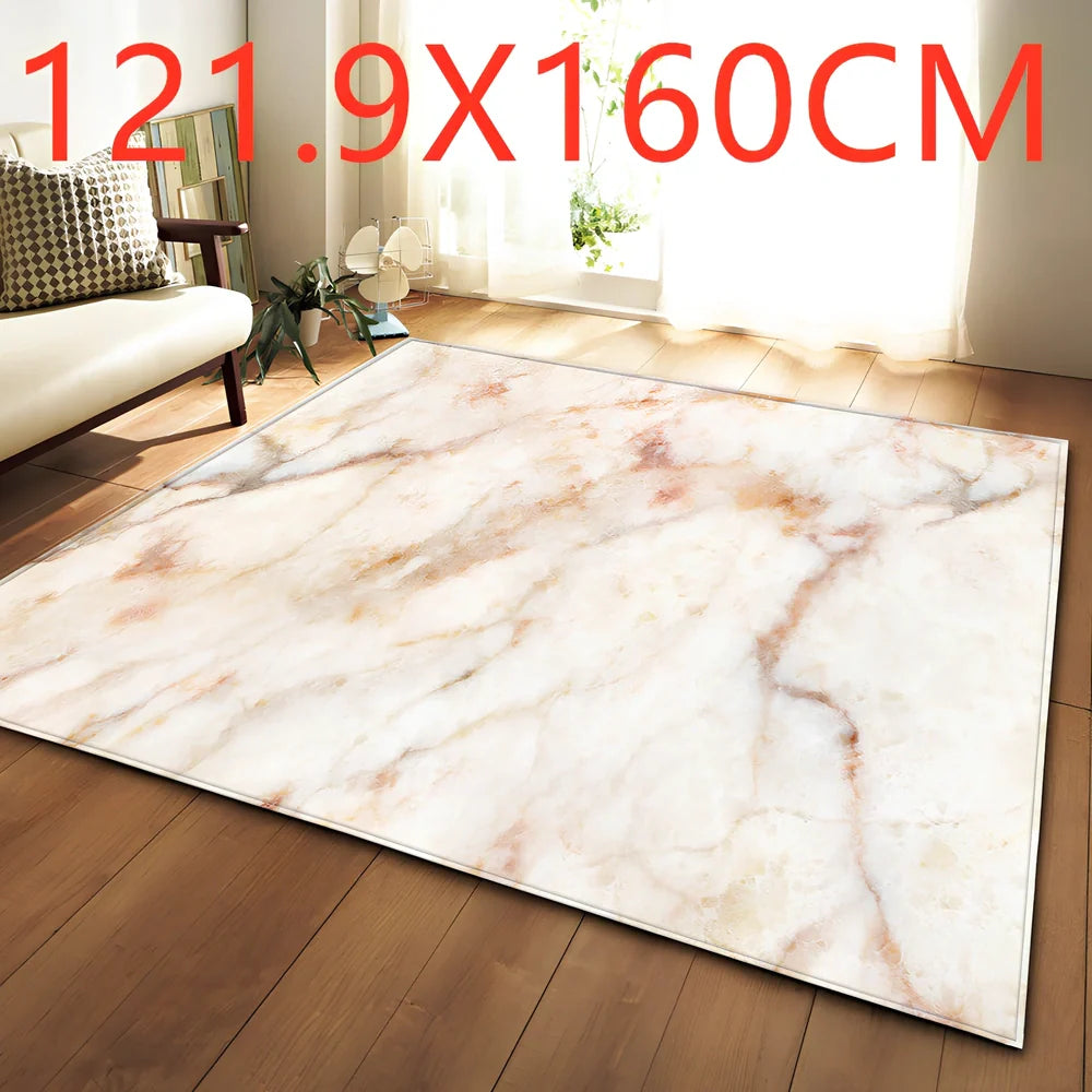 Polyester marble pattern carpet in 121.9x160cm and 50x80cm sizes for floor protection