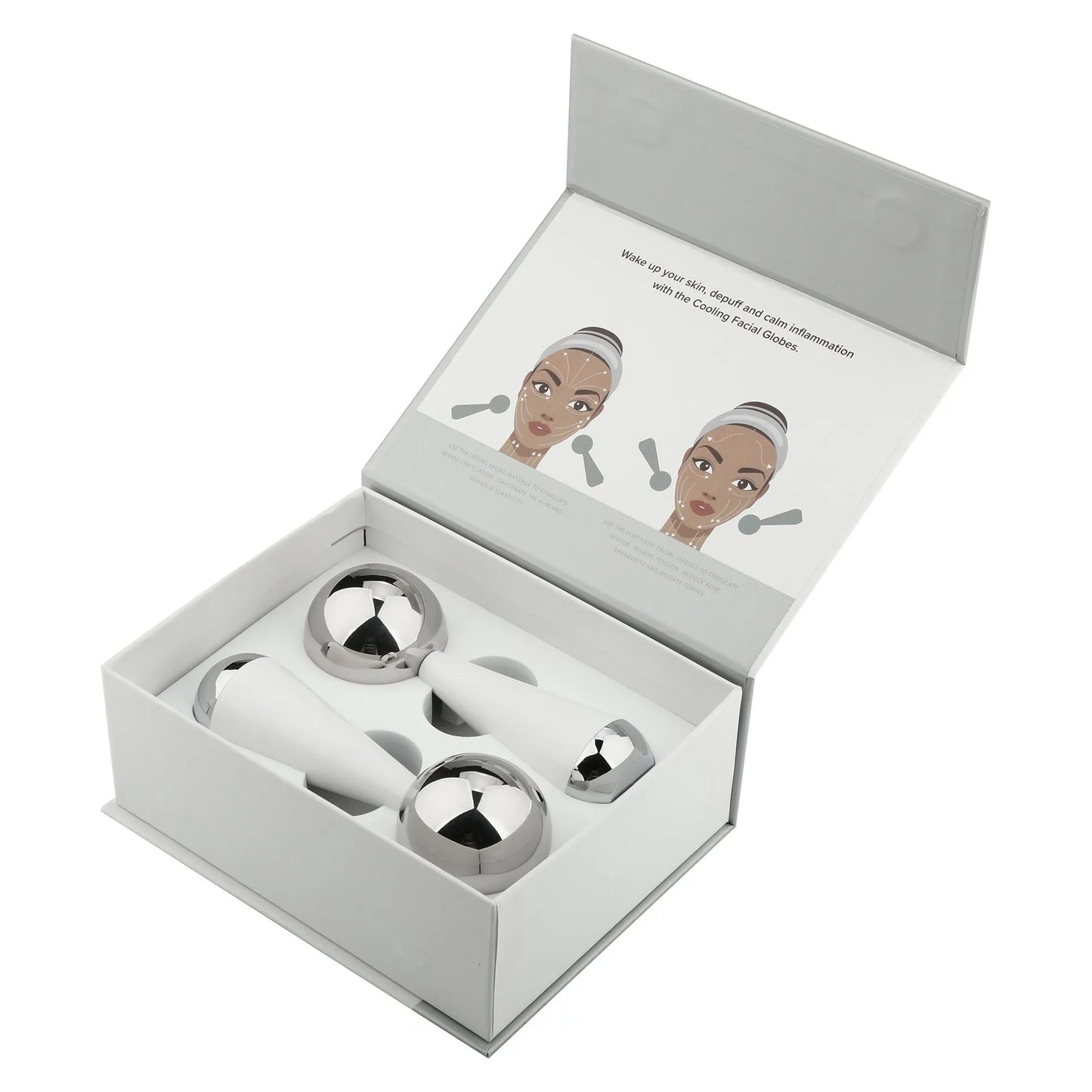 Stainless steel ice roller facial massager in silver or gold colour