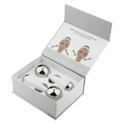 Stainless steel ice roller facial massager in silver or gold colour