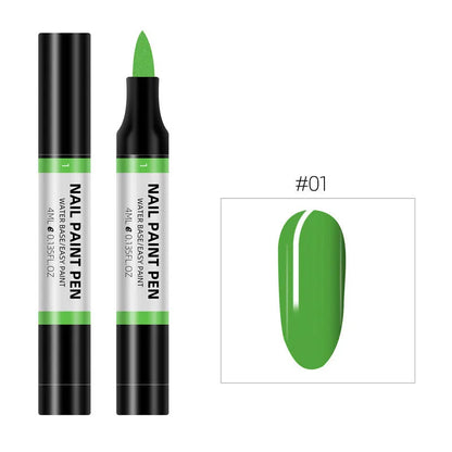 24 colour water-based nail polish painting pens for 3D nail art and flower designs