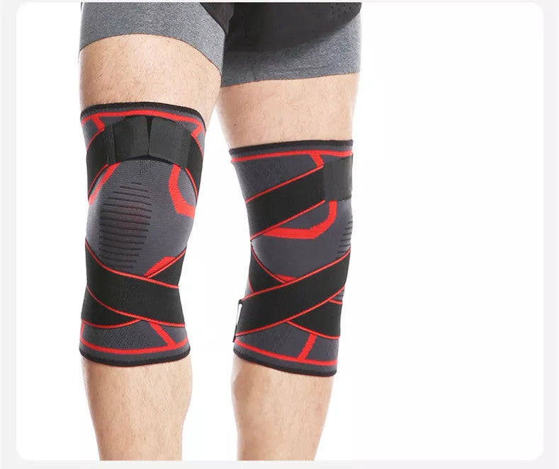 COOLFit outdoor sports compression knee pads in black grey, grey red, and grey blue
