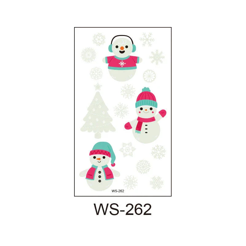 Glowing Christmas Santa Claus tattoo stickers in various festive designs
