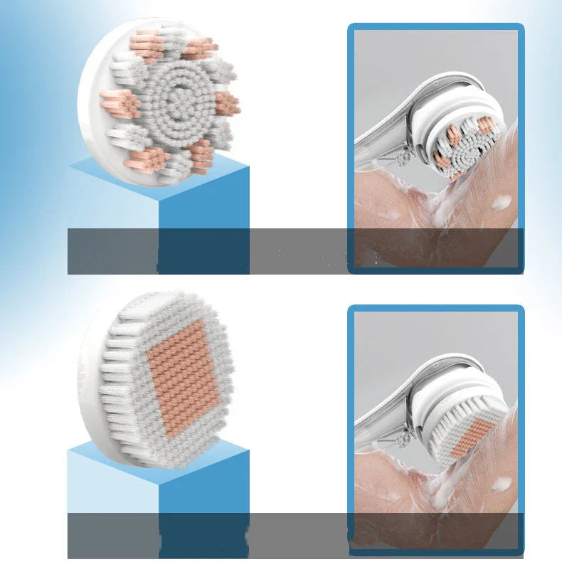 6-in-1 Electric Bath Brush with Silicone Heads, 3 Cleaning Modes, and Long Handle for Full-Body Cleansing and Massage