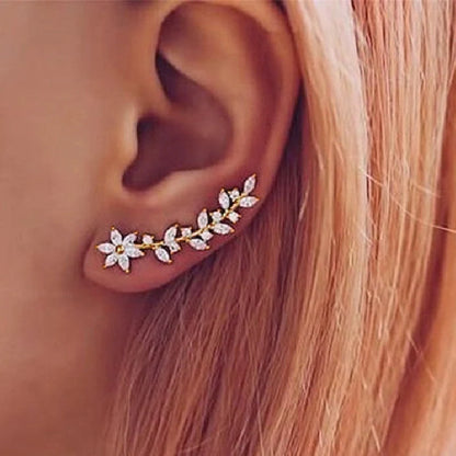 Exquisite diamond flower earrings for women in white gold, gold, and rose gold finishes