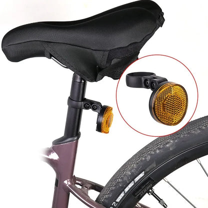 Plastic bicycle seatpost taillight bracket with anti-theft feature in red or yellow