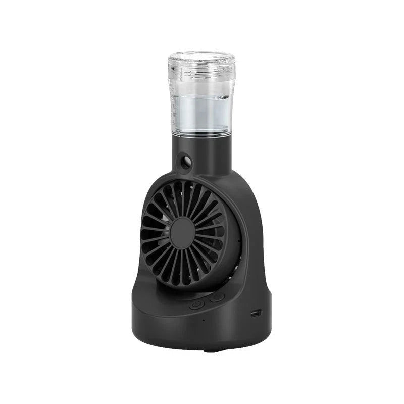 Compact handheld cooling mist fan with 4 adjustable wind speeds, perfect for staying cool and refreshed during the British summer