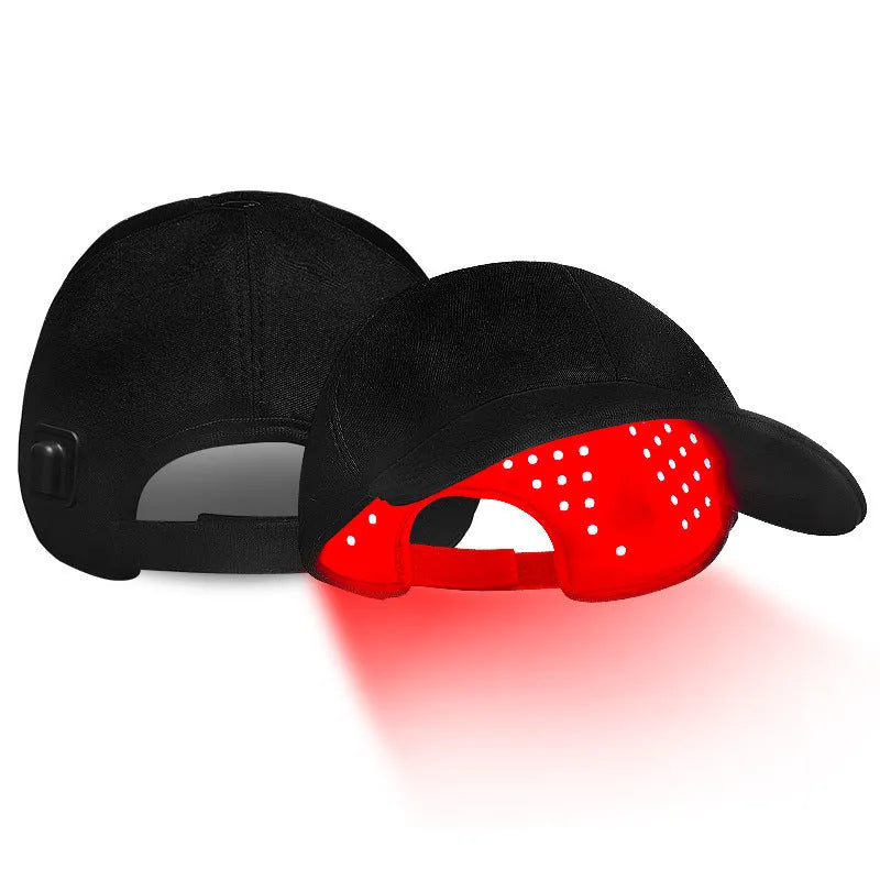 Black infrared peaked hair growth cap with 180 LED lights and controller for home treatment