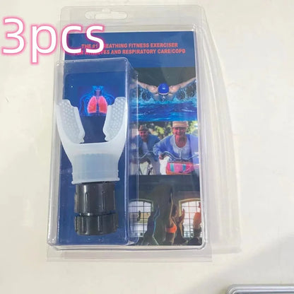 White and black adjustable resistance breathing trainer with silicone mouthpiece