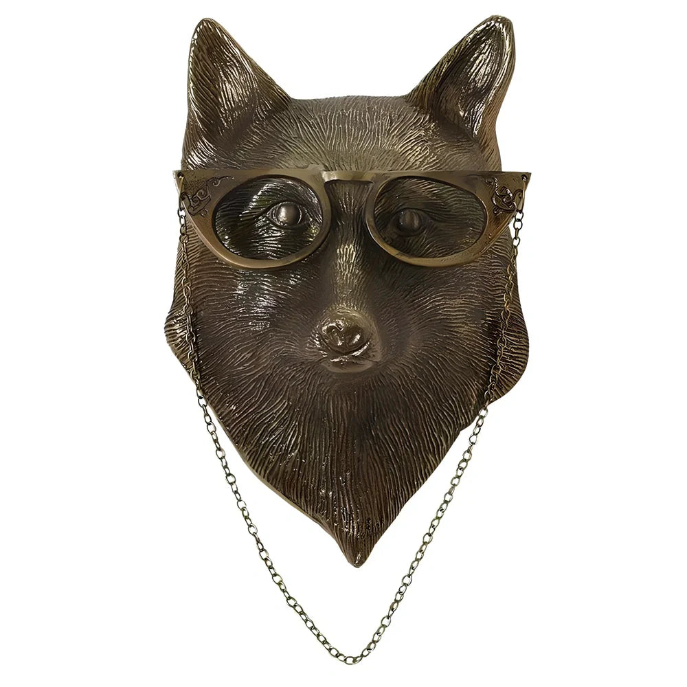 Antique bronze synthetic resin animal pendant in bear shape, 12 cm height for home wall decor