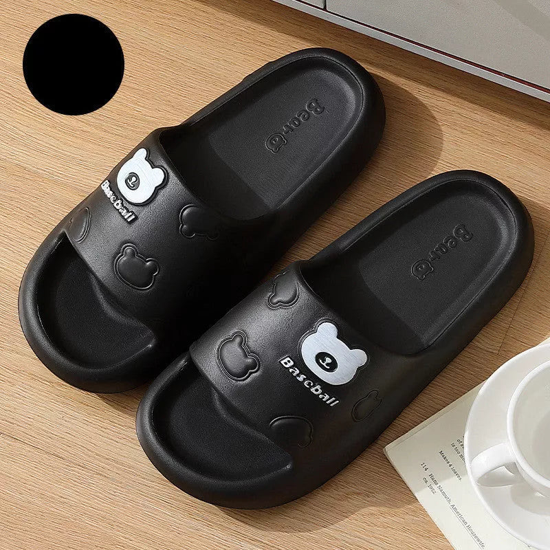 Cartoon bear slippers with thick non-slip EVA sole in various colours