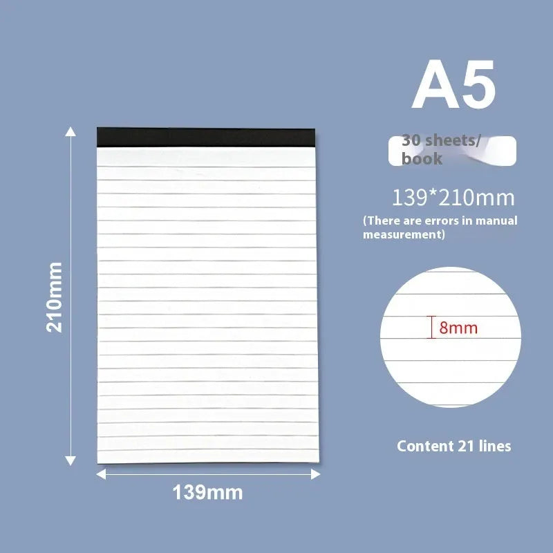 A4 tearable notebook showing grid paper pages and wireless adhesive binding for clean sheet removal