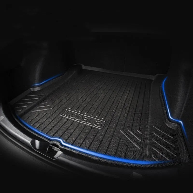 Tesla Series Rubber Floor Mats: Front, Rear, and Boot Protection with TPE Footrests for Model 3, Y, S, and X
