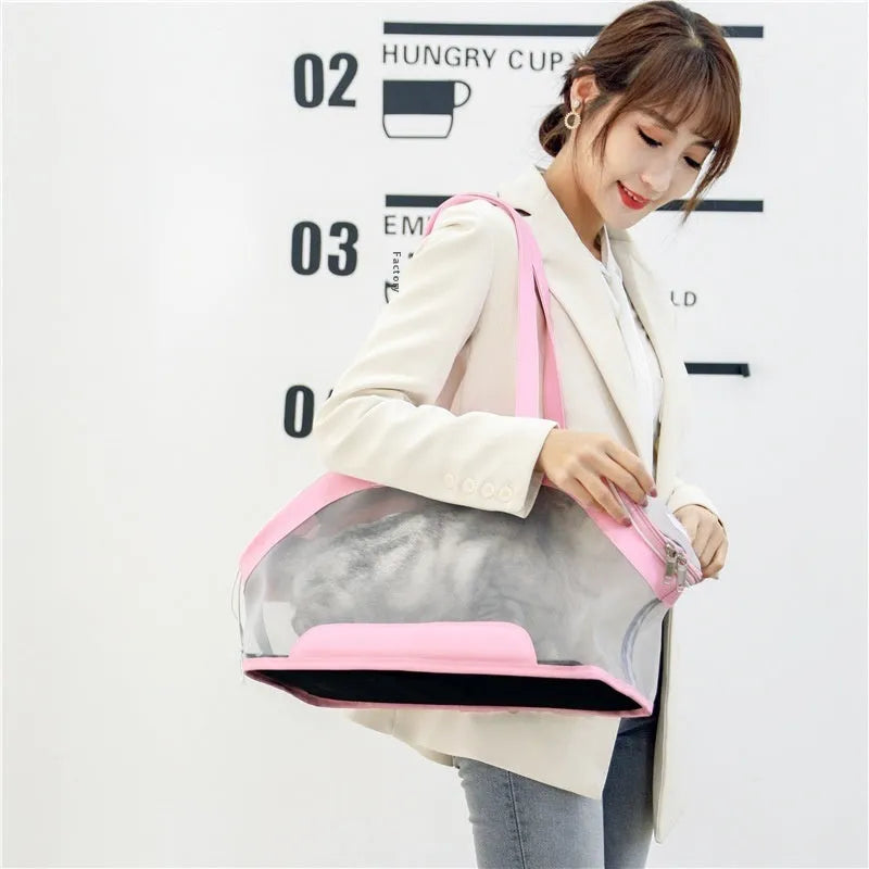 MOORPET leather cat outing carry bag in a solid colour with 25L capacity