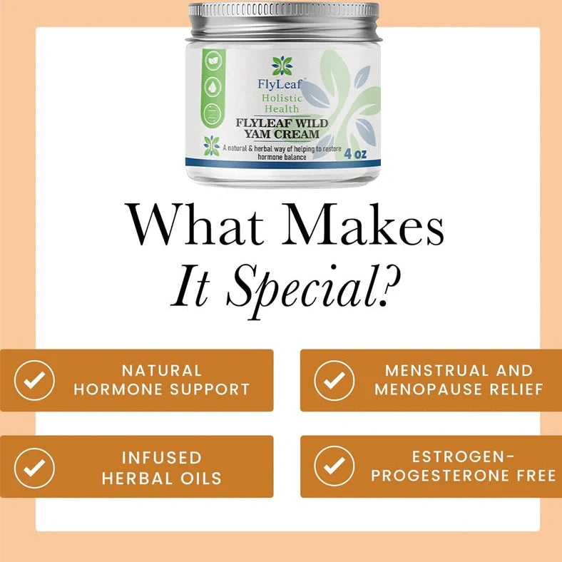 4 oz jar of Natural Formula Organic Yam Cream with Aloe Vera and Red Clover for menopause skincare