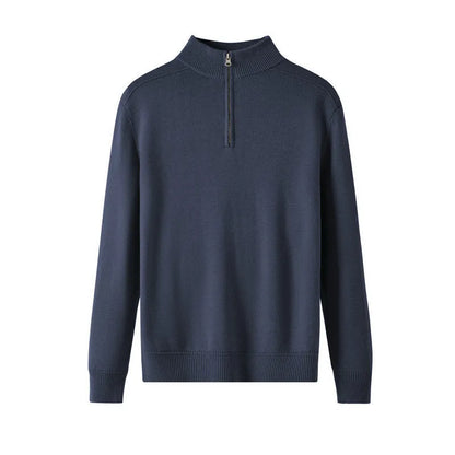 Men's thickened wool casual sweater in slim fit with long sleeves, shown in multiple colour options