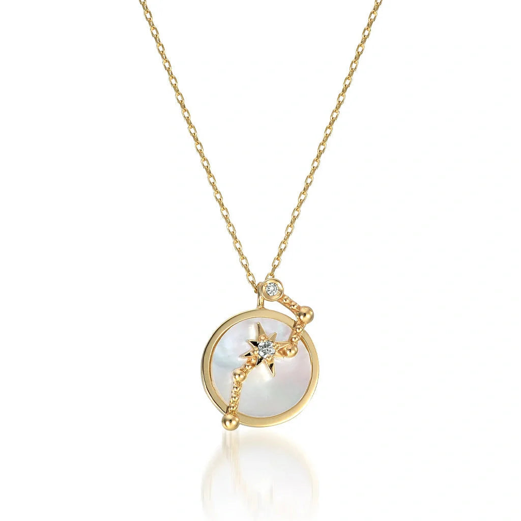 Christmas Big Dipper and Orion Necklaces in 925 Silver with Natural White Shell Pendant
