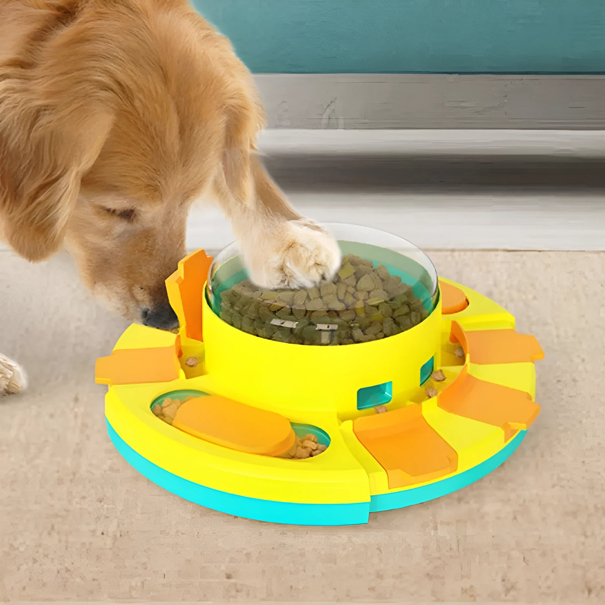 Plastic pet toy range with leaky bear dog toy, bulb tumbler cat toy, and sound teether ball in multiple colours