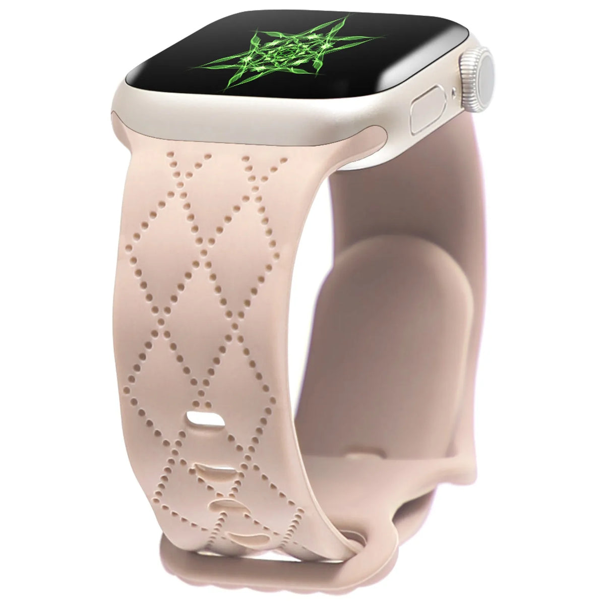 Silicone Apple Watch strap with butterfly buckle, shown in black, 38/40/41mm size