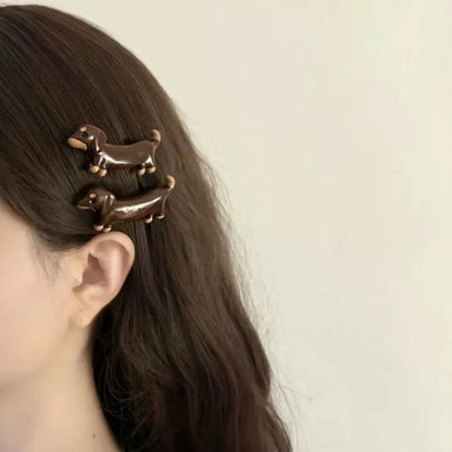 Dachshund dog barrettes hair clips with electroplated finish in cute style