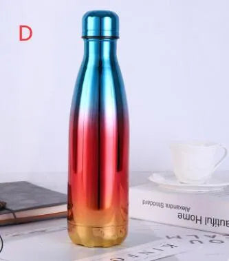 500ml stainless steel water bottle measuring 70mm wide and 265mm tall