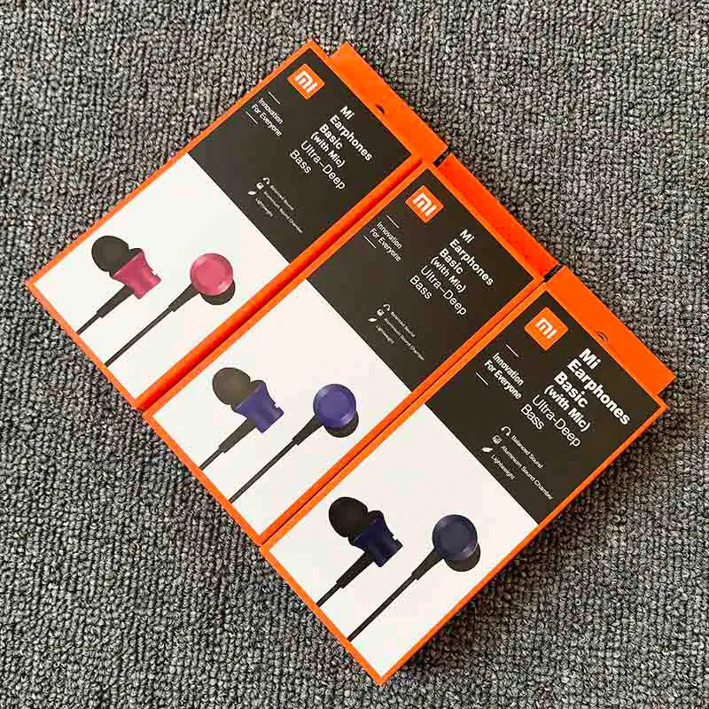 Piston in-ear headphones with 3.5mm plug in black, blue, and red colour options