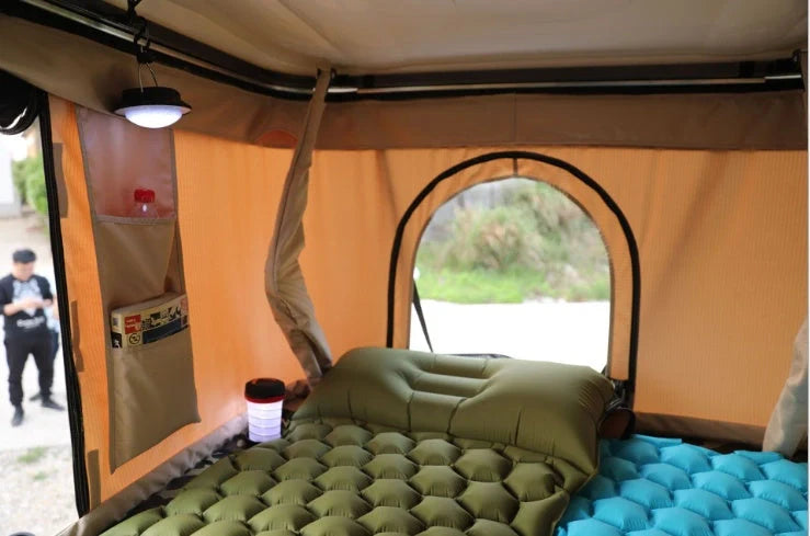 Premium inflatable camping mattress with honeycomb design for outdoor adventures