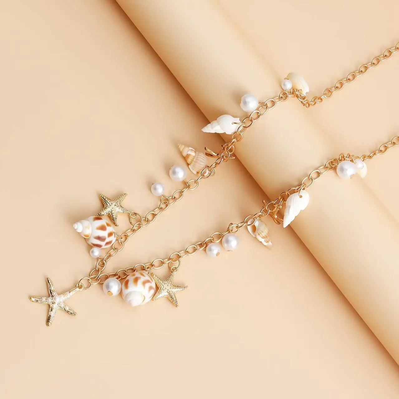 Women's alloy waist chain and matching bracelet with star design for beach jewellery