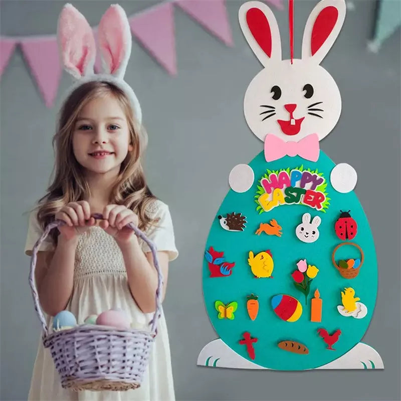 DIY Felt Bunny Pendants with detachable alphabet Easter ornaments for creative play