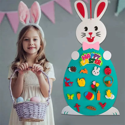 DIY Felt Bunny Pendants with detachable alphabet Easter ornaments for creative play