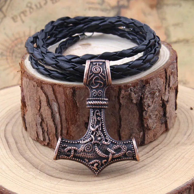 Thor's Hammer Mjolnir pendant, gold-plated steel die cast, 43x32mm, Viking amulet, no chain