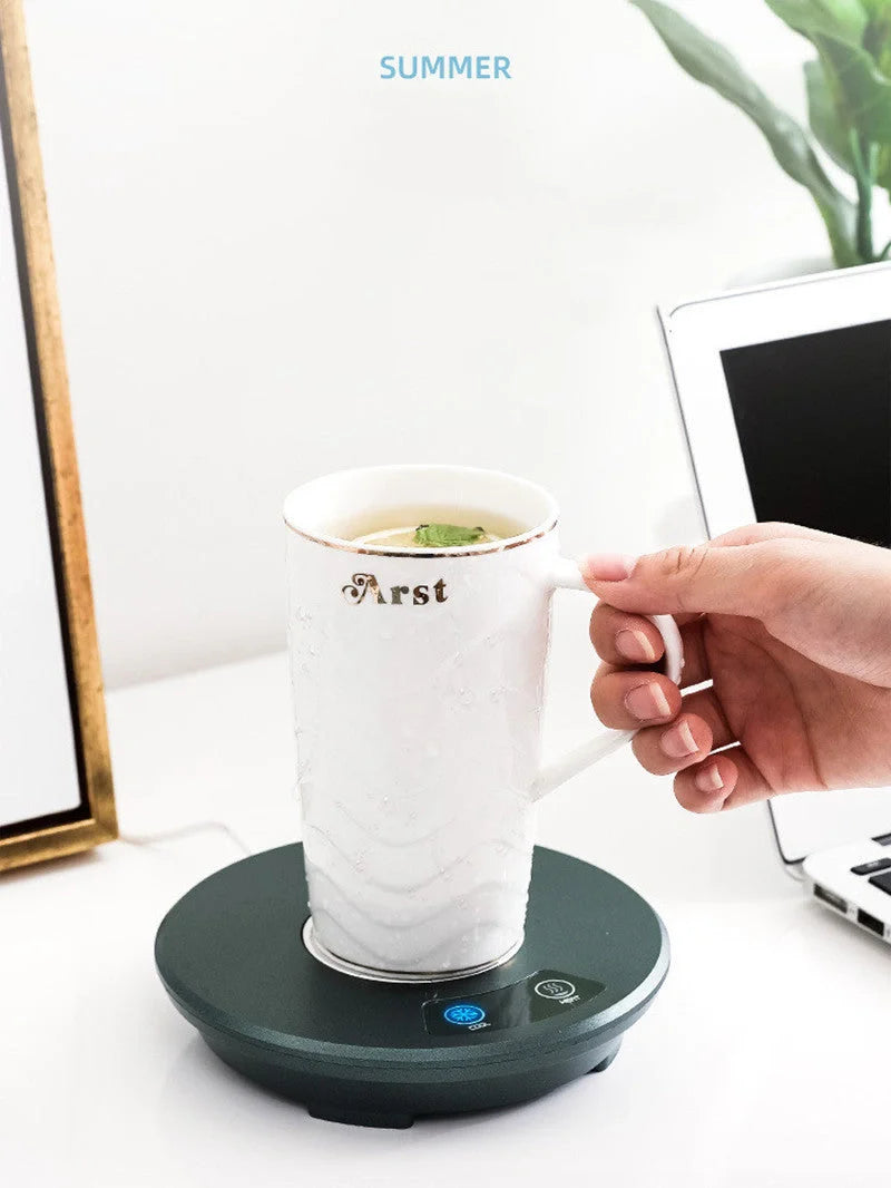 USB-powered fast heating pad cooling ice coaster in pink and green