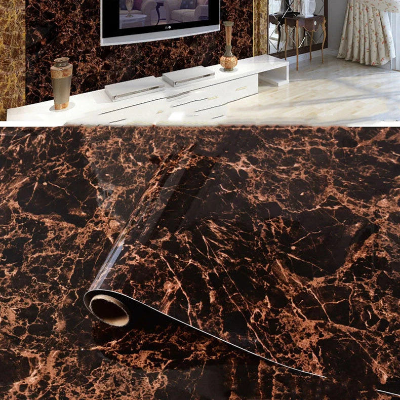 Elegant imitation marble furniture wallpaper with waterproof and heat-resistant properties for easy kitchen, bathroom, and home decor updates